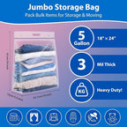 5 Gallon Zipper Bags with Handle and Bottom, Heavy Duty Clear Handy Plastic - Image 2