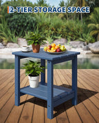 GarveeLife Poly Lumber Rocking Chair Outdoor Set of 4 with 2 Side Table - HDPE High Back Porch Rocker Chairs for Adults - All Weather Resistant Furniture for Patio - Navy Blue - Image 5