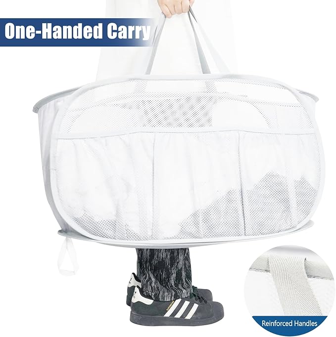 2 Pack Collapsible Laundry Baskets, Upgrade Pop Up Laundry Hamper - Image 5