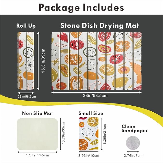 Large Stone Drying Mat for Kitchen Counter, 24x16 Inch Fast Drying & Super - Image 2