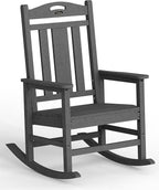 Ciokea Oversized Outdoor Rocking Chair, 380lbs Heavy-Duty Large Patio Rocker, Weather Resistant & Anti-Fade Porch Chair, High Back Cozy Rocking Chair for Outside, Fire Pit, Deck, Garden, Dark Grey by CIOKEA