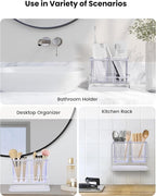 KONE Clear Toothbrush Holders for Bathroom, 2 Cups Wall Mounted, Dry & Wet - Image 7