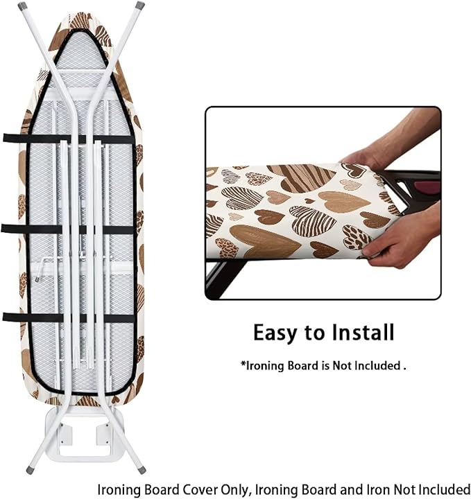 Leopard Hearts Ironing Board Cover Resist Scorching Cover Heavy Duty Padded - Image 4