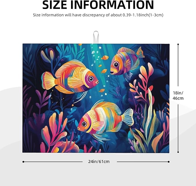 Colorful Fishes Ocean Dish Drying Mats - Image 2
