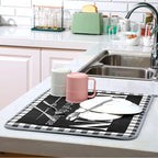 Sinmoe 18 x 24 Inch Buffalo Plaid Dish Drying Mat Drying Dish Pad Absorbent - Image 7