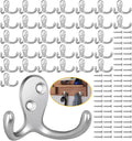 34 Pack Coat Hooks, Heavy Duty Double Prong Coat Hooks Wall Mounted by Homanu