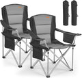 VEVOR Oversized Camping Folding Chair, Portable Heavy Duty Outdoor Quad Lumbar Back Padded with Side Pockets, Cup Holder and Cooler Bag for Beach, Lawn, Picnic, Fishing, Backpacking, 2 Pack by VEVOR