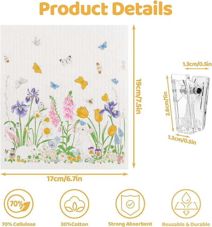 6 Pack Wildflower Swedish Dishcloths - Image 2