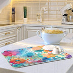 Colorful Beautiful Flowers Dish Drying Mat - Image 2