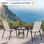 VINGLI Patio Chairs Set of 6 – Stackable Outdoor Dining Chairs with Comfortable Sling High Back Chairs and Armrests for Lawn, Poolside, Courtyard, Balcony, Garden, Yellow - Image 6