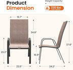 JEAREY Patio Dining Chairs Set of 4, Outdoor Stackable Dining Furniture Set, All Weather Dining Set for Lawn, Garden, Backyard, Poolside, Brown - Image 3