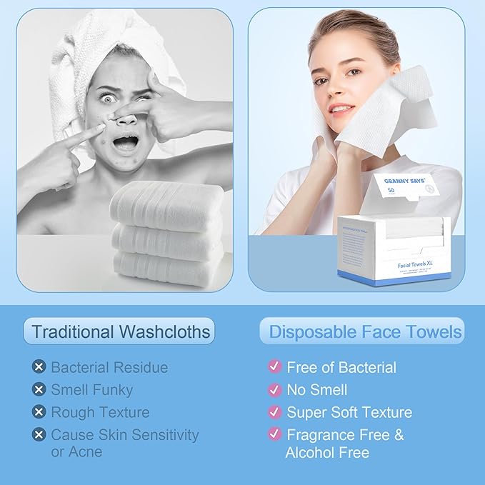 GRANNY SAYS Disposable Face Towel, Biobased Face Towelettes Disposable - Image 6