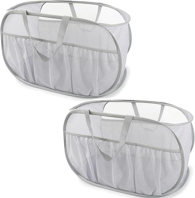 2 Pack Collapsible Laundry Baskets, Upgrade Pop Up Laundry Hamper by BATTOO