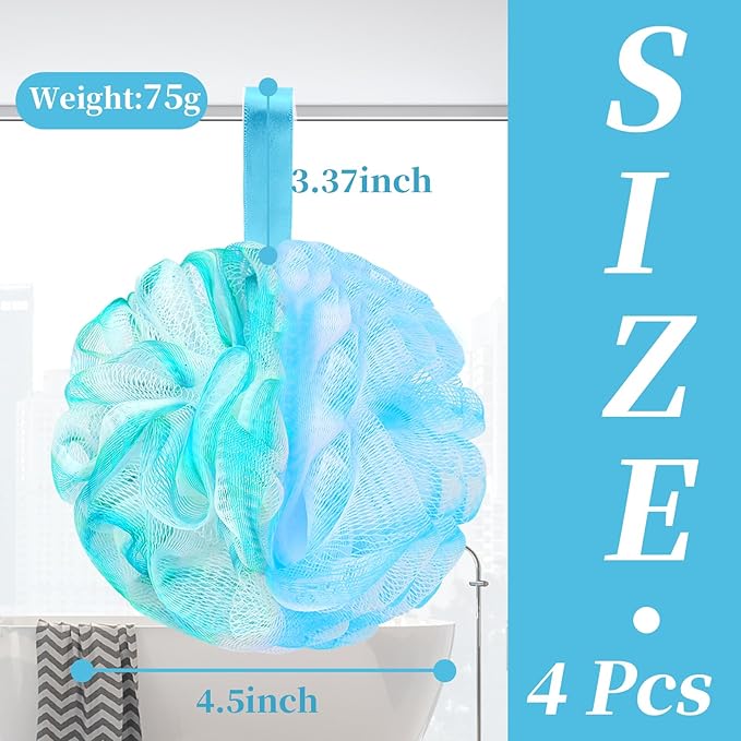 Bath Loofah Shower Sponge Body Back Scrubber Soft Mesh Shower Puffs Exfoliating - Image 2