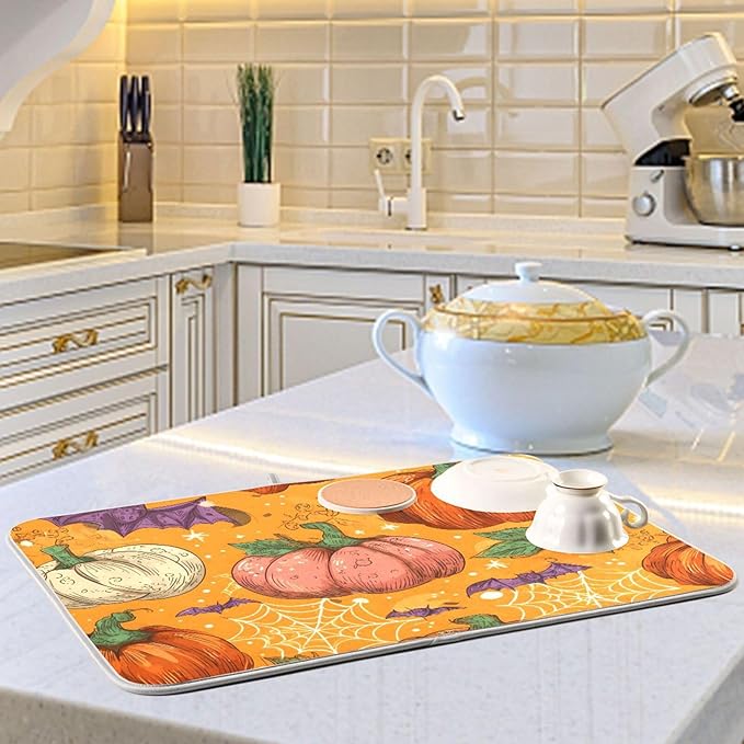 Halloween Colorful Pumpkin Pattern Dish Drying Mat - Image 6