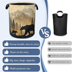Bear Laundry Basket, Oxford Cloth Golden Mountain Forest Laundry Hamper - Image 3
