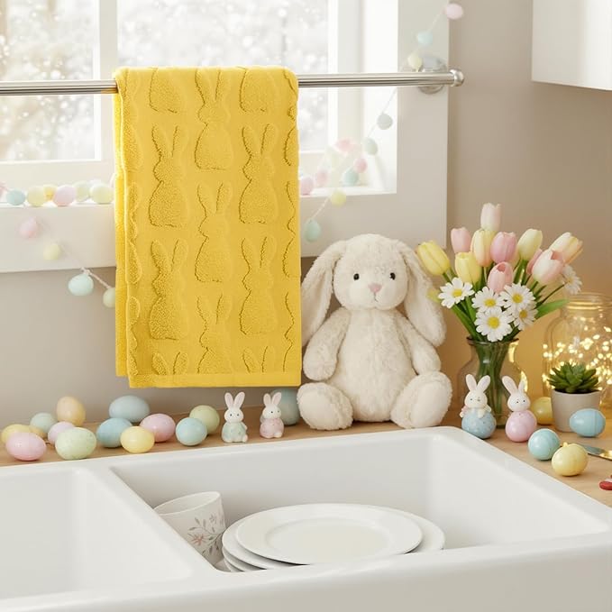 Artoid Mode 1 Pc Yellow 3D Rabbit Jacquard Easter Hand Towels - Image 5