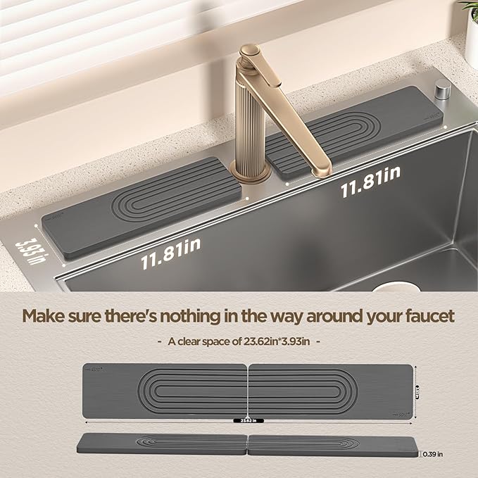 Faucet Mat for Kitchen Sink, Diatomite Stone Drying Sink Protectors, Bathroom - Image 2