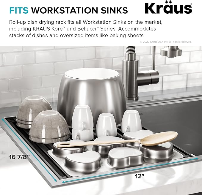 Kraus Multipurpose Workstation Sink Roll-Up Dish Drying Rack, Colander and - Image 8