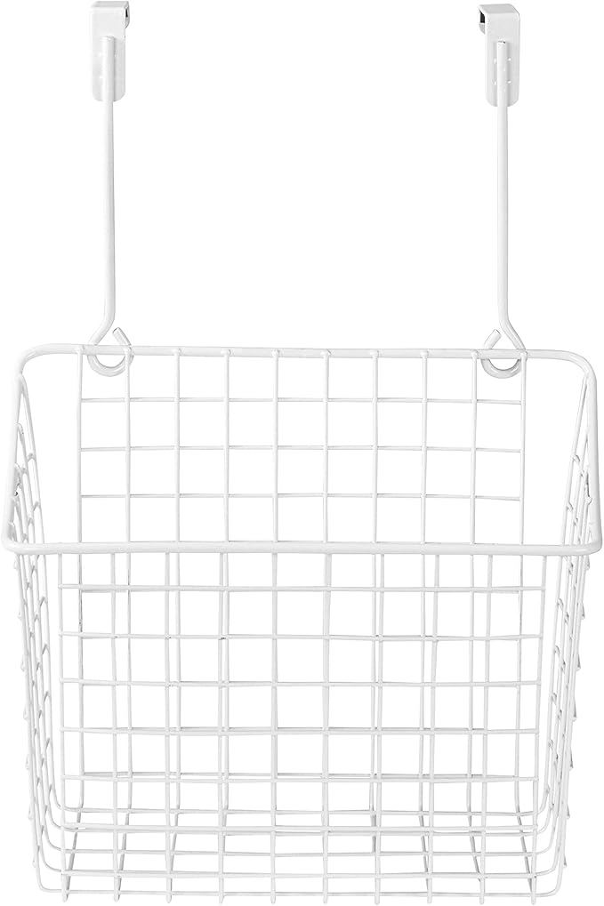 Spectrum Large Over Cabinet Door Organizer White Wire Storage Basket - Image 3