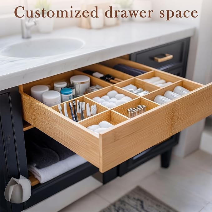 18 Pack Bamboo Drawer Dividers Inserts 3 Sizes Adjustable - Image 5