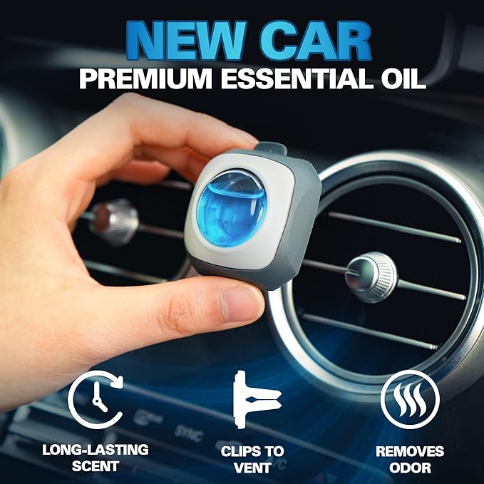 Air Jungles New Car Scent Car Air Freshener Vent Clip, Natural Essential Oil - Image 2