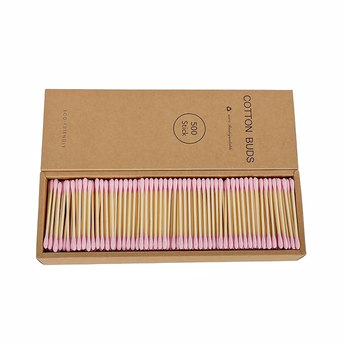 2000 PCs Premium Cotton Swabs Natural Cotton Buds Biodegradable Organic Double by FANPOIBeauty