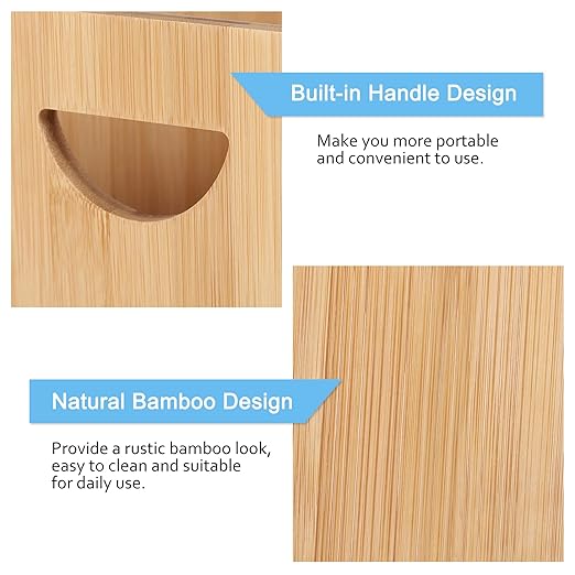 MOOACE Small Trash Can, Bamboo Bathroom Trash Can, Office Waste Basket - Image 4