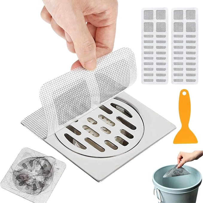 25 Packs - Disposable Shower Drain Hair Catcher 3.94 Inches Square Drain Hair by SANBIAOPEN