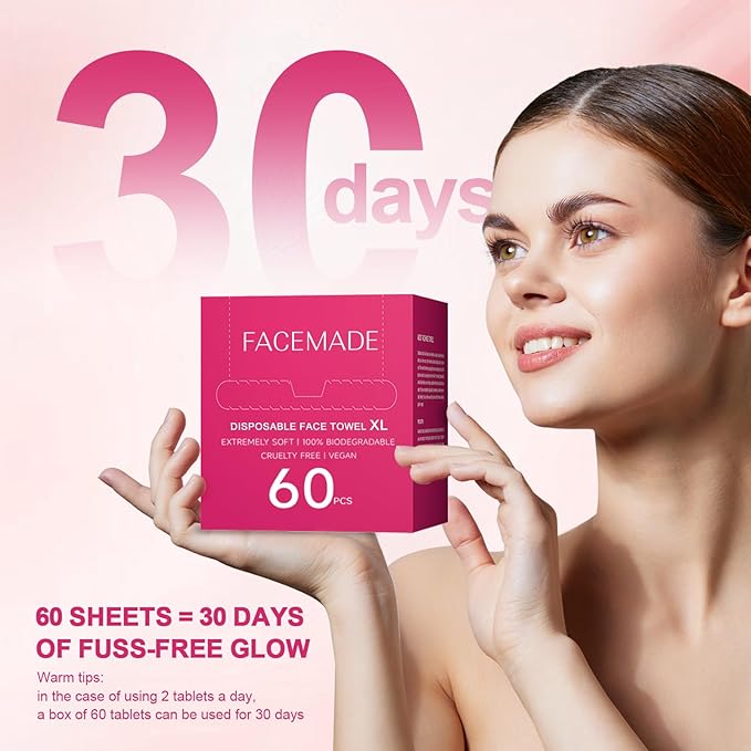 FACEMADE 60 Count Disposable Face Towels, 100% USDA Biobased Face Towelettes - Image 8