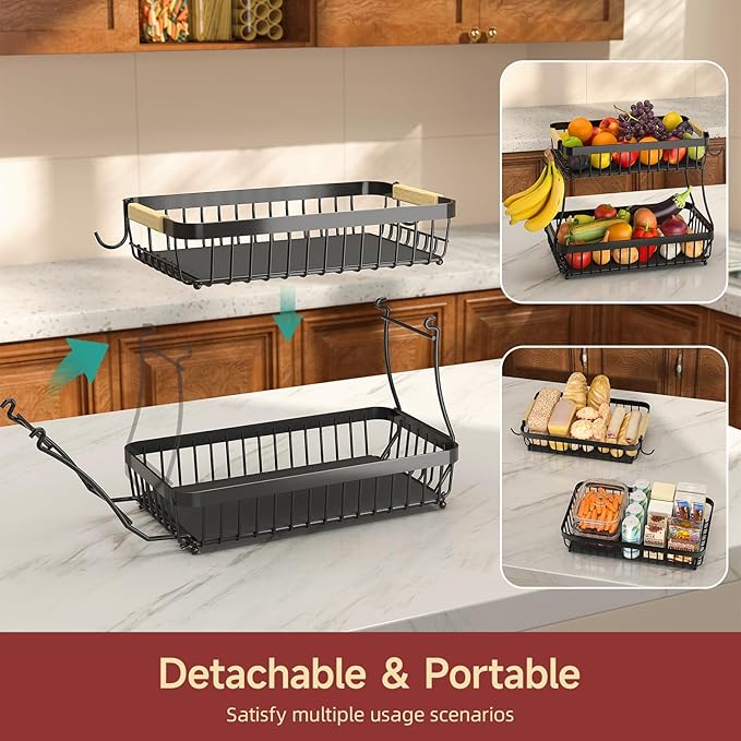2 Tier Large Fruit Basket for Kitchen Counter - Image 4