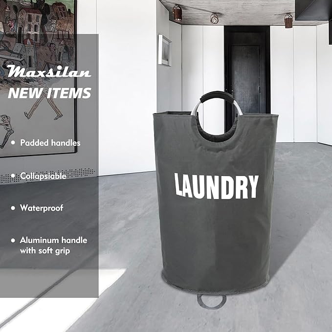 160L XX-Large Laundry Basket, Freestanding Tall Clothes Hamper, Collapsible - Image 2