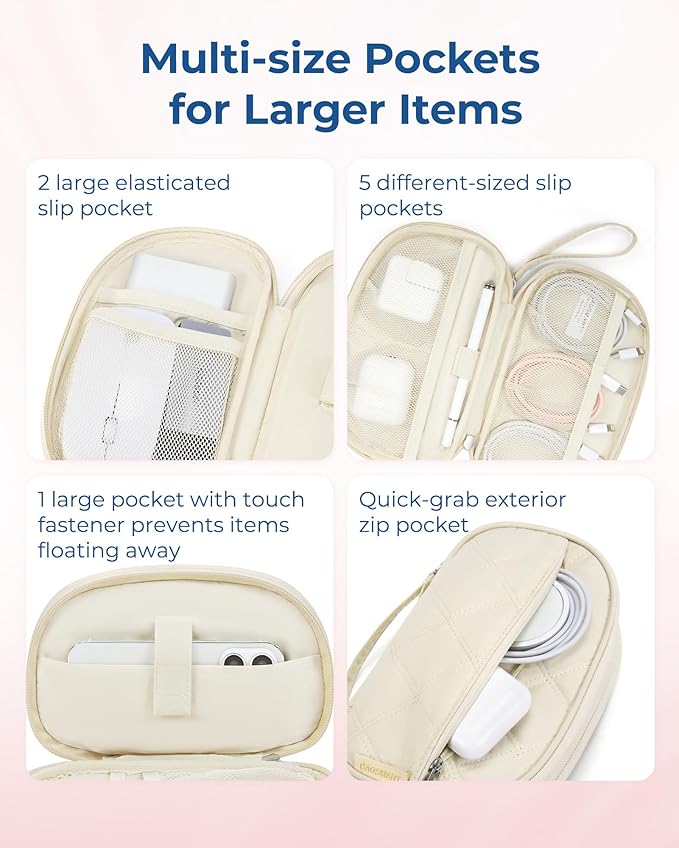 BAGSMART Travel Cord Organizer Electronics Case, Double Layers Puffer Cable - Image 3