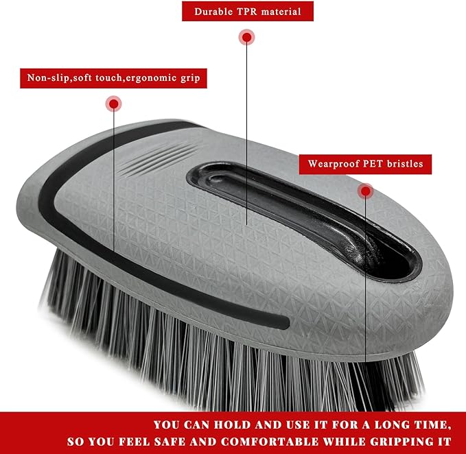 Carpet and Upholstery Cleaning Brush, Stiff Bristle Detailing Scrubber - Image 4