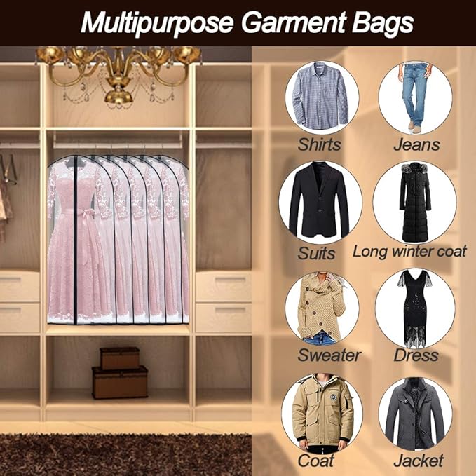 Garment Bags for Hanging Clothes Suit Bags for Closet Storage Plastic - Image 6