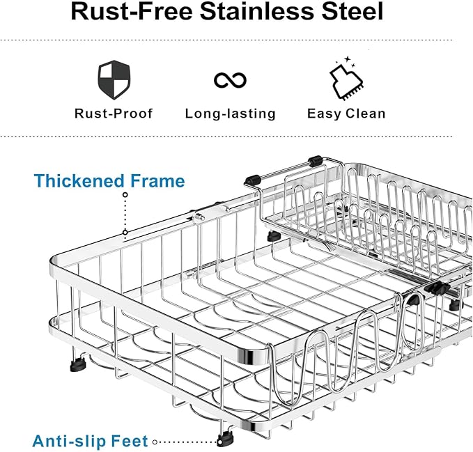 GSlife Large Capacity Expandable Dish Drying Rack - Image 4