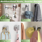 Heavy Duty Self-Adhesive Coat Hooks, Stainless Steel Towel Hooks - Image 3