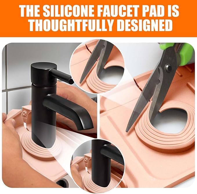 Pink Button Style Faucet Drip Catcher – Silicone Faucet Mat - Image 4