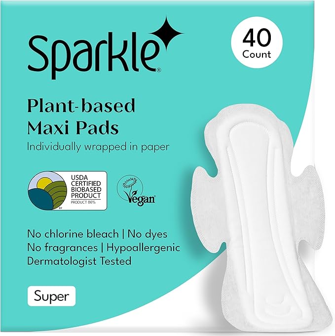 Sparkle Sanitary Pads for Women, Plant-Based Maxi Pads by Sparkle