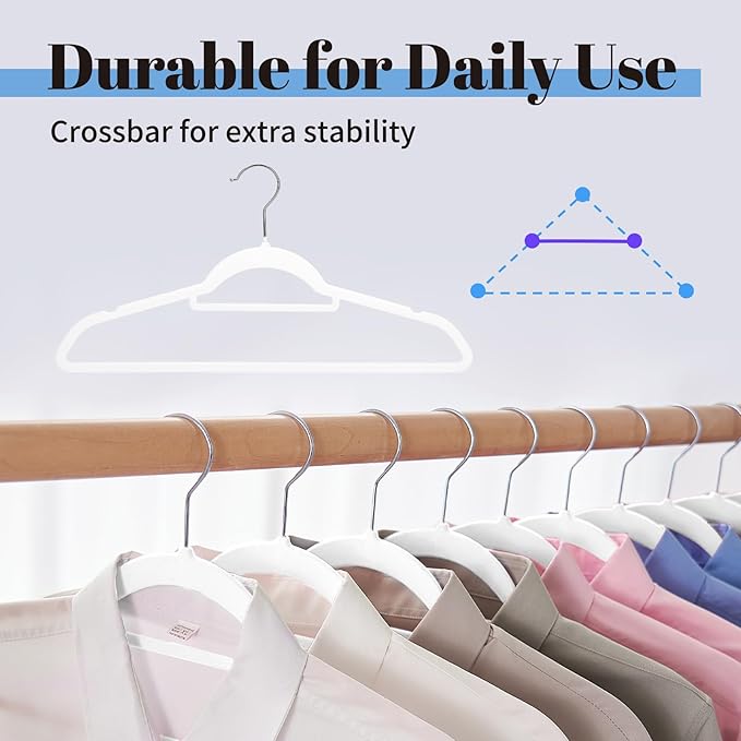 Smartor White Velvet Hangers 20 Pack, Space Saving Clothes Hangers - Image 4