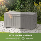 Patiowell 120 Gallon Large Deck Box, Outdoor Lockable Storage Box for Gardening Tools, Waterproof Deck Box for Patio Furniture, Light Brown - Image 7