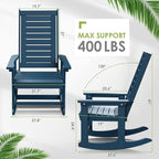 GREENVINES Outdoor Rocking Chair Set | 3-Piece | 2 Rocking Chairs with 1 Side Table | Porch Rocker | HDPE Plastic | Blue | Patio Furniture Sets | High Back | Big & Tall | Ladder Back - Image 3