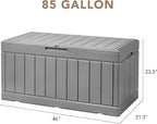 Devoko 85 Gallon Deck Box Lockable Resin Outdoor Storage Box waterproof Outdoor Container for Patio Furniture Cushions, Pillow (Grey) - Image 7