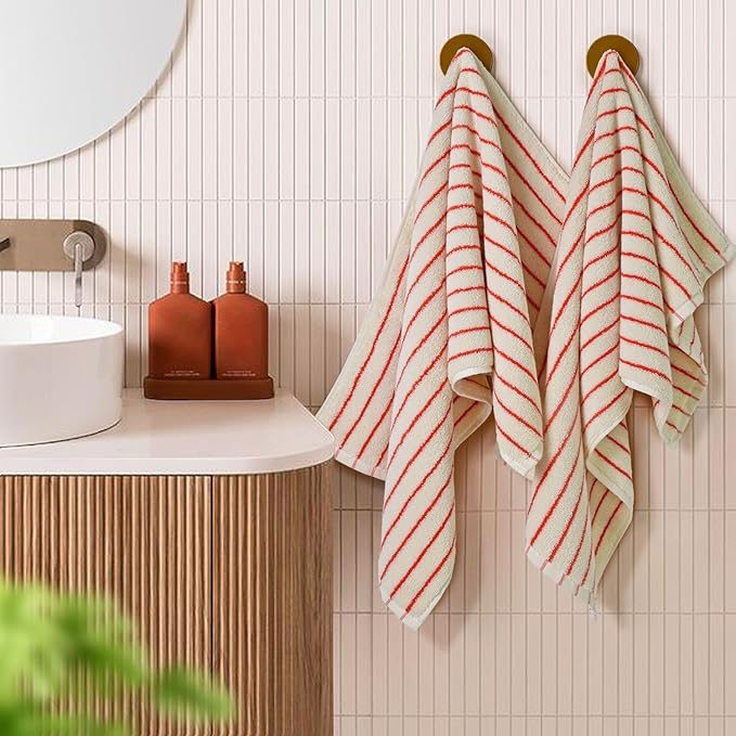 Jacquotha Striped Hand Towels Set of 2, Vintage Bathroom & Kitchen Decor - Image 3