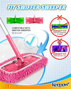 KEEPOW Pink Reusable Dry Sweeping Cloths Microfiber Wet Mop Pads Compatible - Image 2