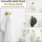 APLusee Brushed Gold Single Robe Wall Hook, 304 Stainless Steel Heavy Duty - Image 6