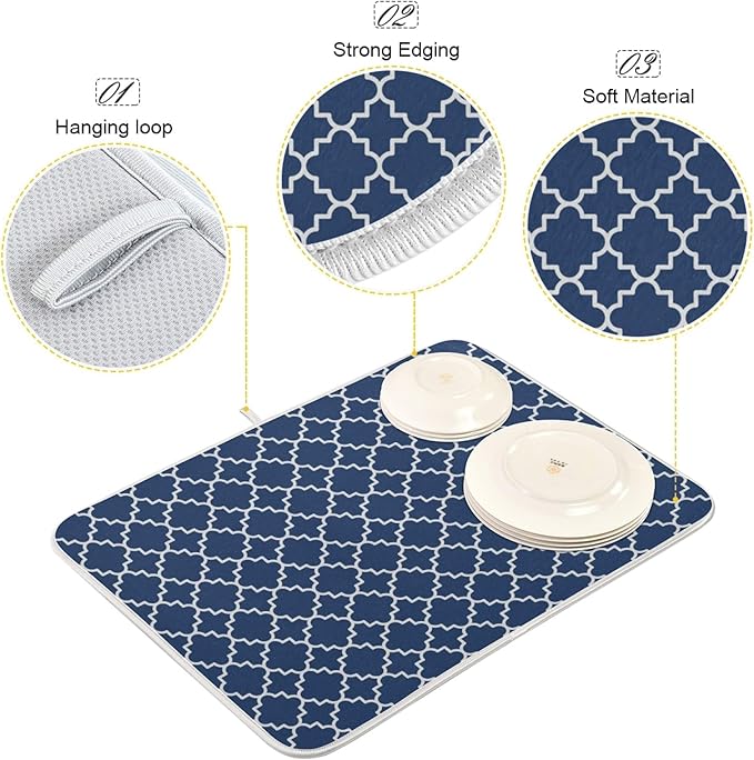 Super Absorbent Dish Drying Mat Microfiber Fast-Drying Dish Mat 16" x 18" - Image 4