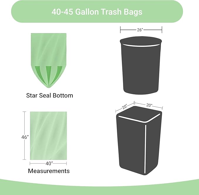 Reli. Biodegradable 40-45 Gallon Trash Bags | 100 Count | ASTM D6954 | Green | - Image 3
