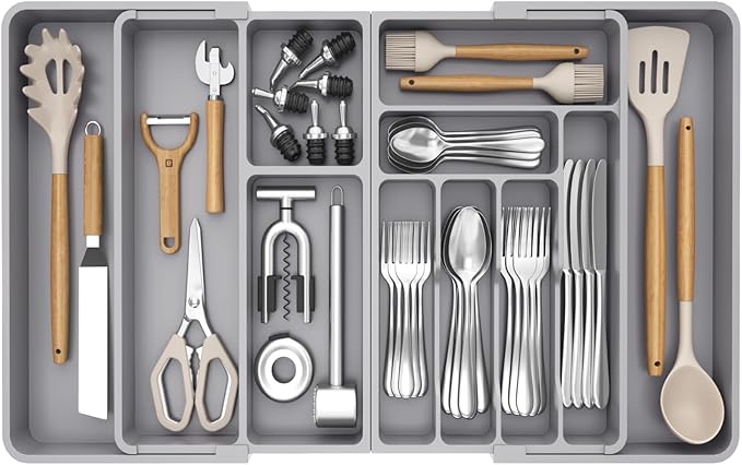 Lifewit Utensil Organizer for Kitchen Drawer, Expandable Cooking Silverware Tray by Lifewit
