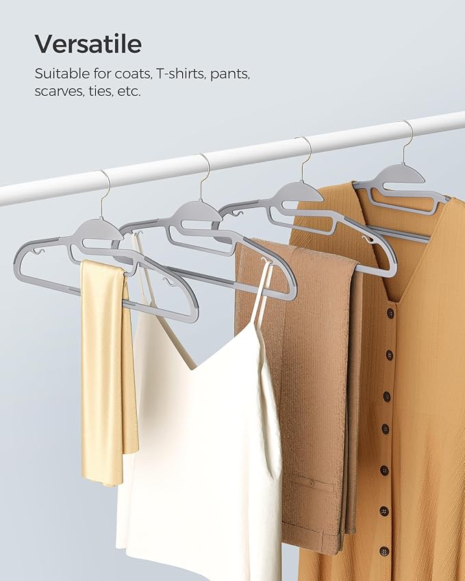 SONGMICS 100 Pack Coat Hangers, Heavy-Duty Plastic Suit Hangers, S-Shaped - Image 7